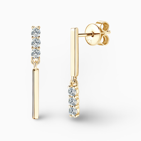 Asymmetric Bar Drop Diamond Stud Earrings