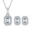 2.37 Ct.t.w Emerald Cut Halo Necklace Earrings Set