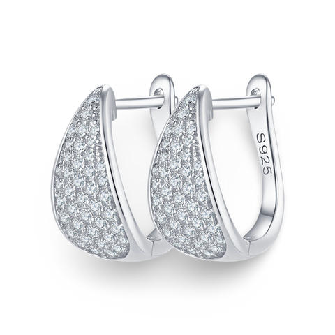 Teardrop Pave Diamond Hoop Earrings