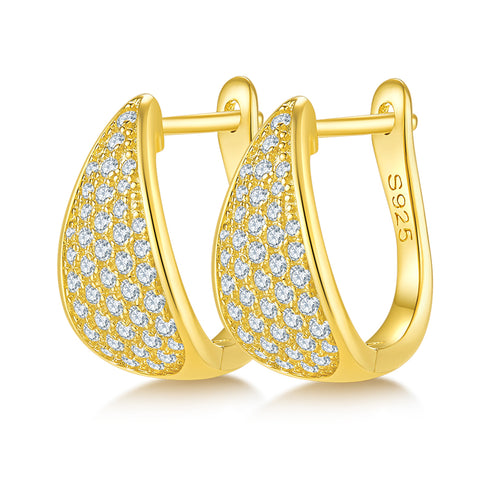 Teardrop Pave Diamond Hoop Earrings