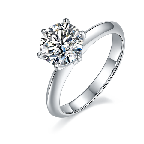 Only • 2Ct. Round Brilliant Solitaire Six-Prong Engagement Ring with Tall Profile