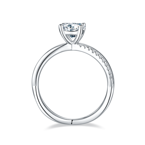 Honesty • 1Ct. Round Brilliant Double Shoulder Engagement Ring With Pave Accent