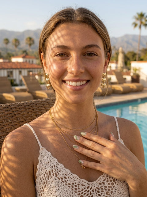 Malibu Water Ripple Hearts Dangle Earrings Gold
