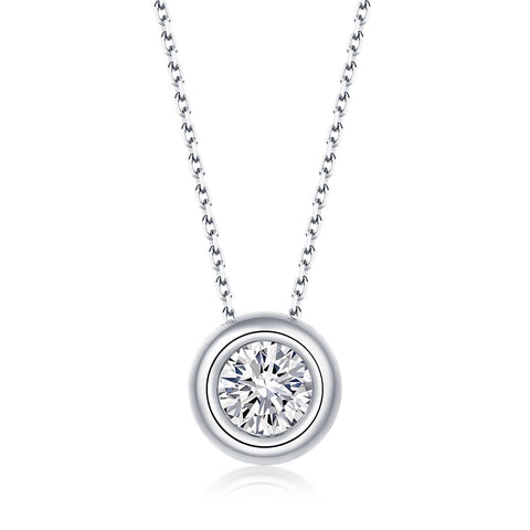 Bezel Solitaire Pendant Necklace