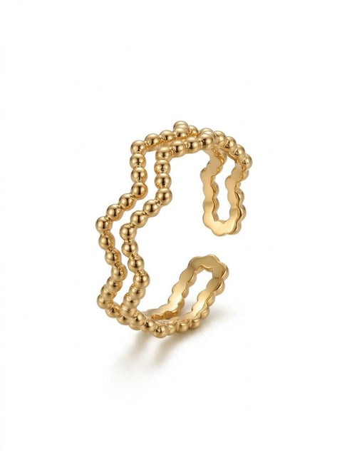 Ocean Duo Ripple Open Band Gold