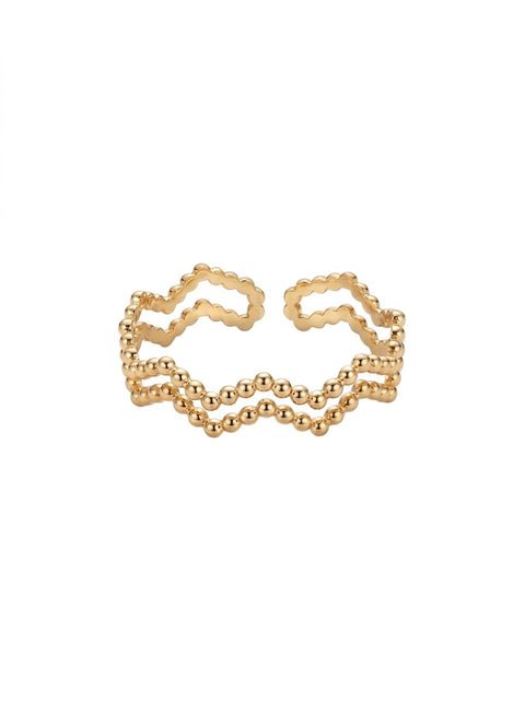 Ocean Duo Ripple Open Band Gold