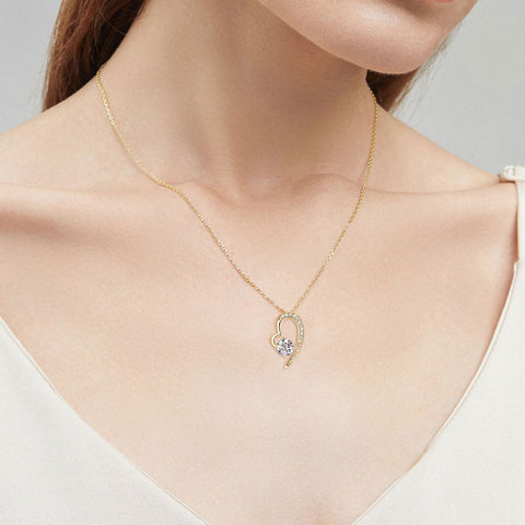 Elda 1ct Love Heart Diamond Pendant Necklace