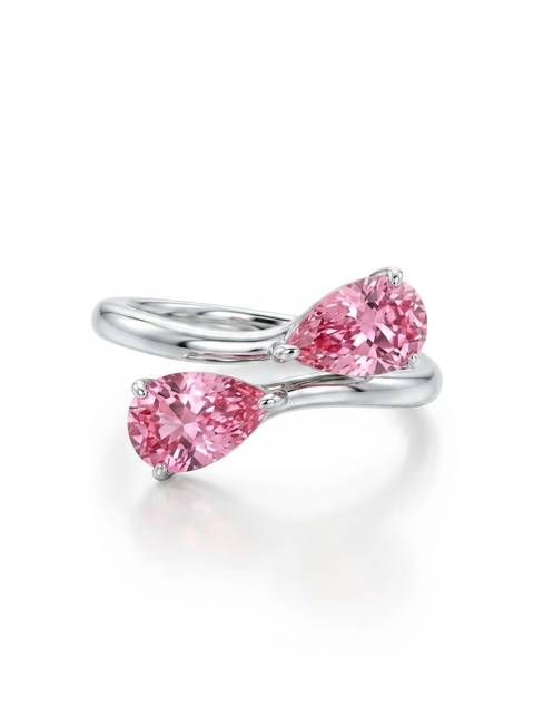 Lab-grown Padparadscha Toi et Moi Ring
