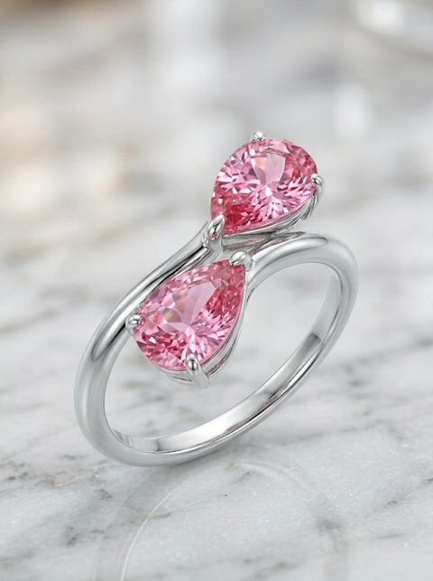 Lab-grown Padparadscha Toi et Moi Ring