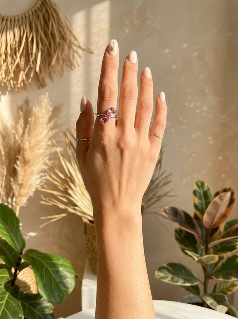 Lab-grown Padparadscha Toi et Moi Ring