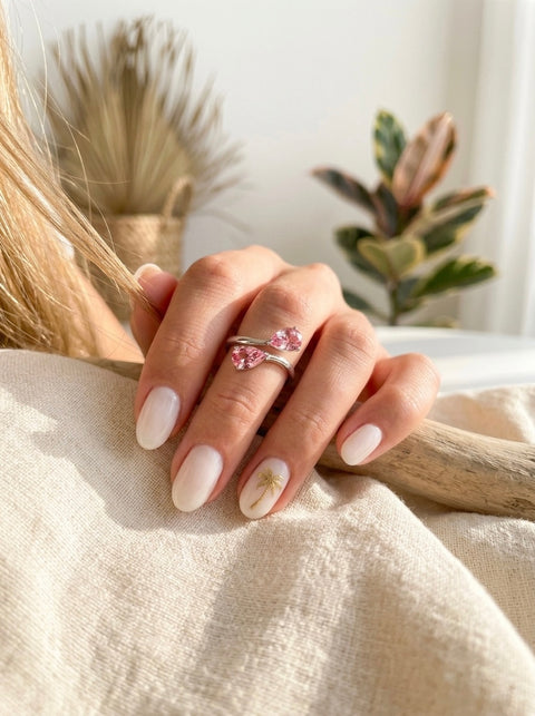 Lab-grown Padparadscha Toi et Moi Ring