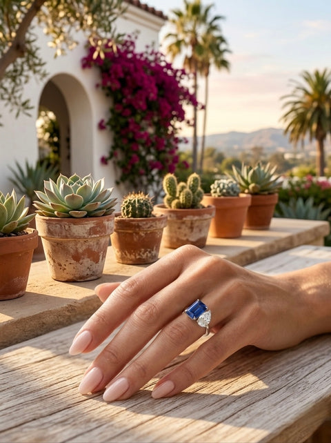Lab-grown Sapphire Toi et Moi Ring