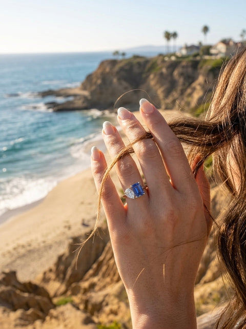 Lab-grown Sapphire Toi et Moi Ring
