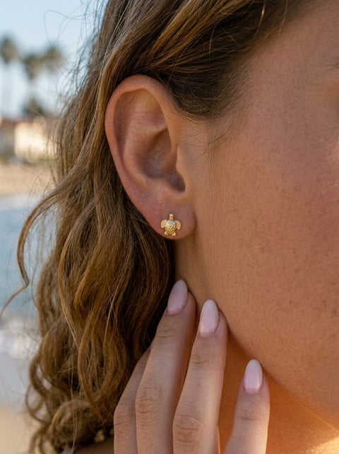 Sandy Sea Turtle Studs