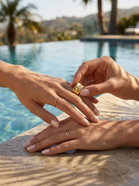 The Shoreline Ripple Ring Gold