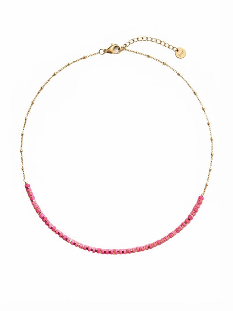 Waterproof Pink Bead Choker