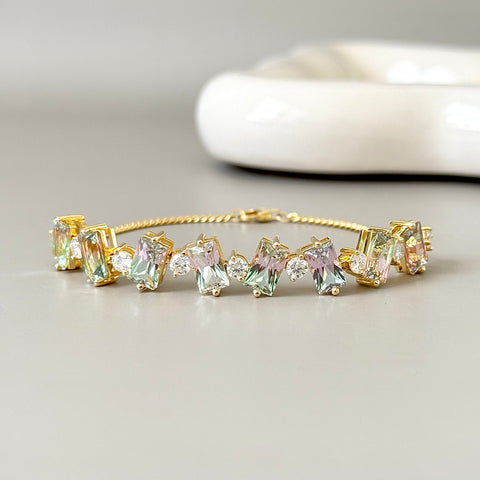 Lab-grown Bi-color Tourmaline Bracelet