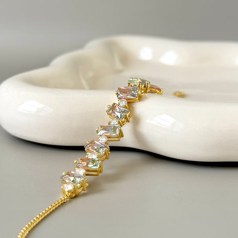 Lab-grown Bi-color Tourmaline Bracelet