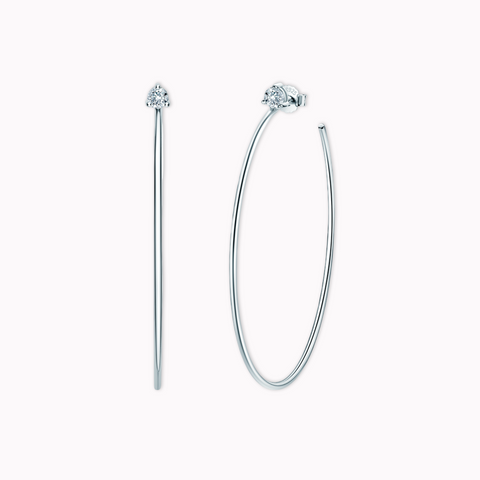 Ella 925 Sterling Silver Moissanite Large Hoop Earrings