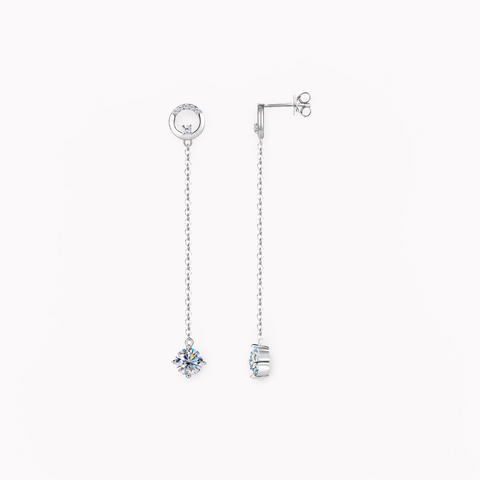 925 Sterling Silver "Mila" 2ctw Moissanite Drop Earrings