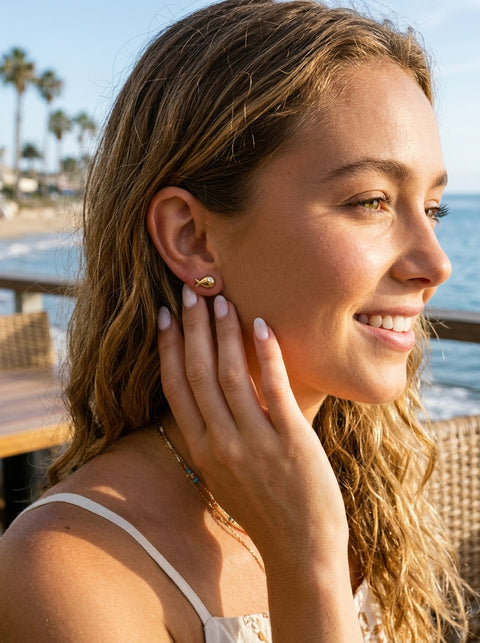 Sandy Gold Fish Studs