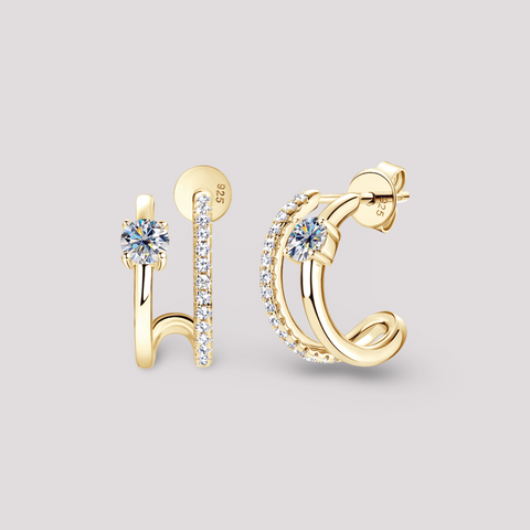 Gold Stacked C Studs