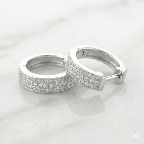 Three Channels Huggie Hoop Earrings