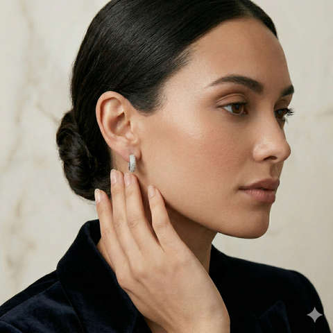 Three Channels Huggie Hoop Earrings