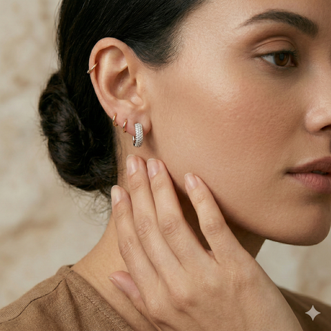 Three Channels Huggie Hoop Earrings