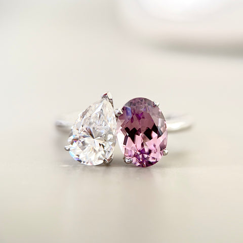 Toi et Moi Ring with Lab-grown Sapphire