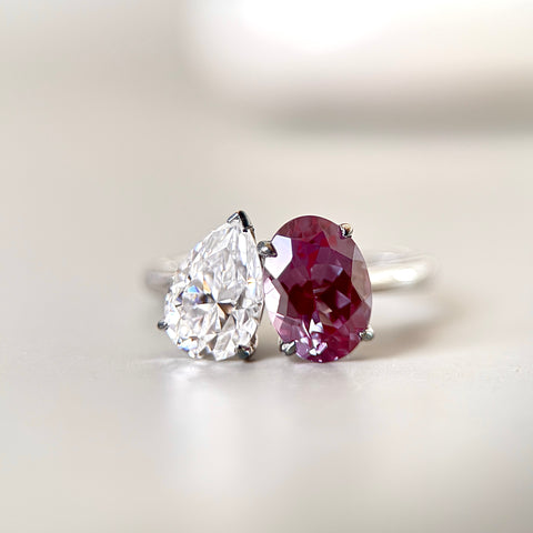 Toi et Moi Ring with Lab-grown Alexandrite