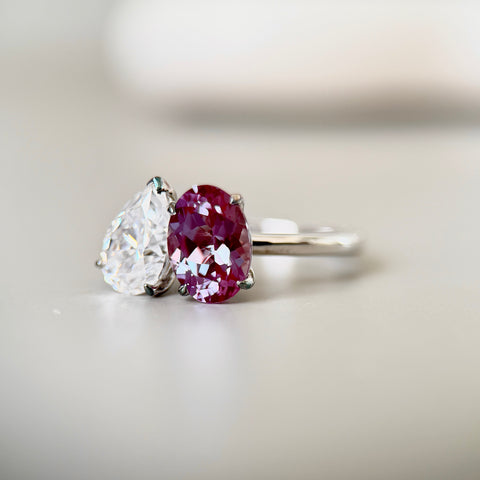 Toi et Moi Ring with Lab-grown Alexandrite