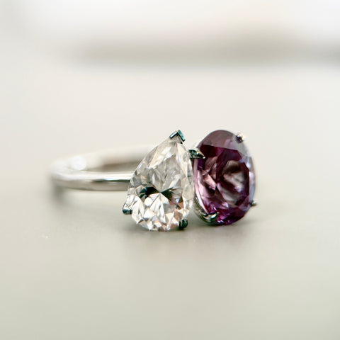 Toi et Moi Ring with Lab-grown Alexandrite