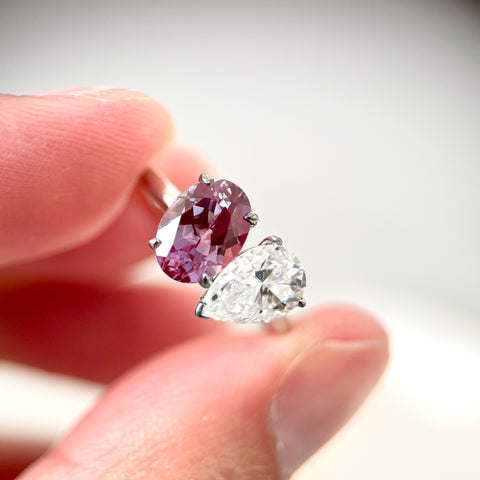 Toi et Moi Ring with Lab-grown Alexandrite