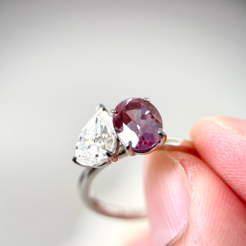 Toi et Moi Ring with Lab-grown Alexandrite