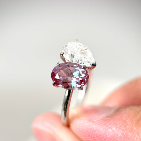 Toi et Moi Ring with Lab-grown Alexandrite