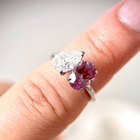 Toi et Moi Ring with Lab-grown Alexandrite