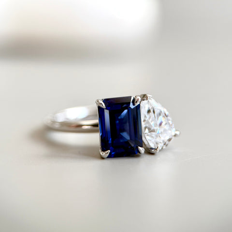 Toi et Moi Ring with Lab-grown Sapphire