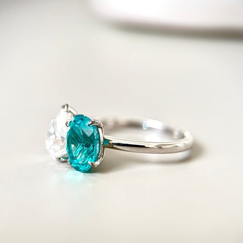 Toi et Moi Ring with Lab-grown Paraíba