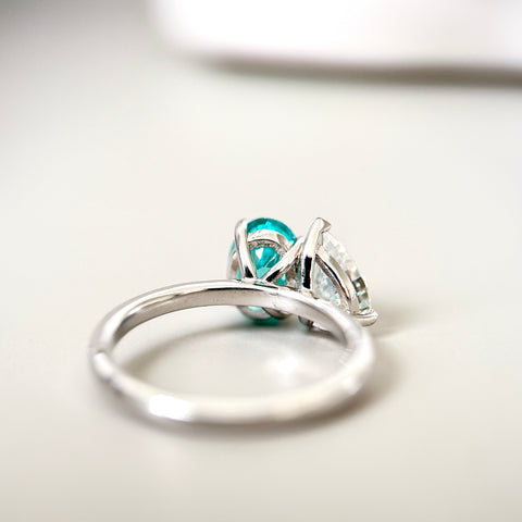Toi et Moi Ring with Lab-grown Paraíba