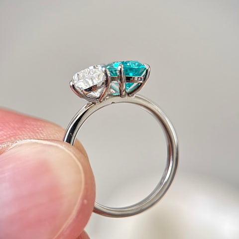 Toi et Moi Ring with Lab-grown Paraíba