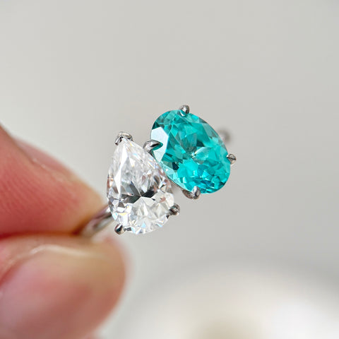 Toi et Moi Ring with Lab-grown Paraíba