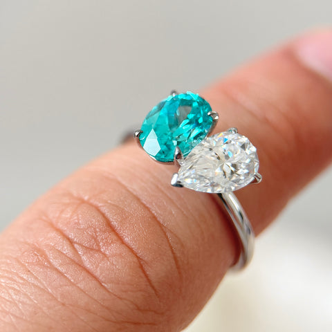 Toi et Moi Ring with Lab-grown Paraíba