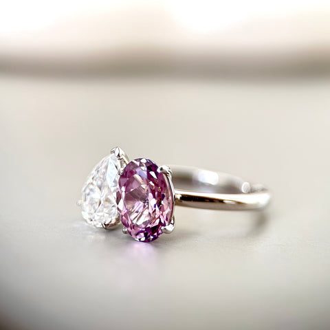 Toi et Moi Ring with Lab-grown Sapphire